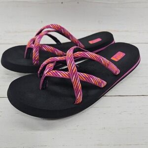 Teva Olowahu Mush Womens 10‎ Pink Sandals Criss Cross Strappy Flip Flops 6840